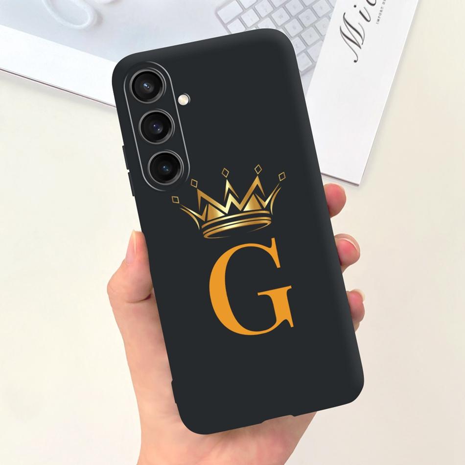Для Samsung Galaxy A15 Модный чехол с короной, сакурой и инициалом для Samsung A15 SM-A155F A 15 4G Мягкая силиконовая задняя крышка телефона