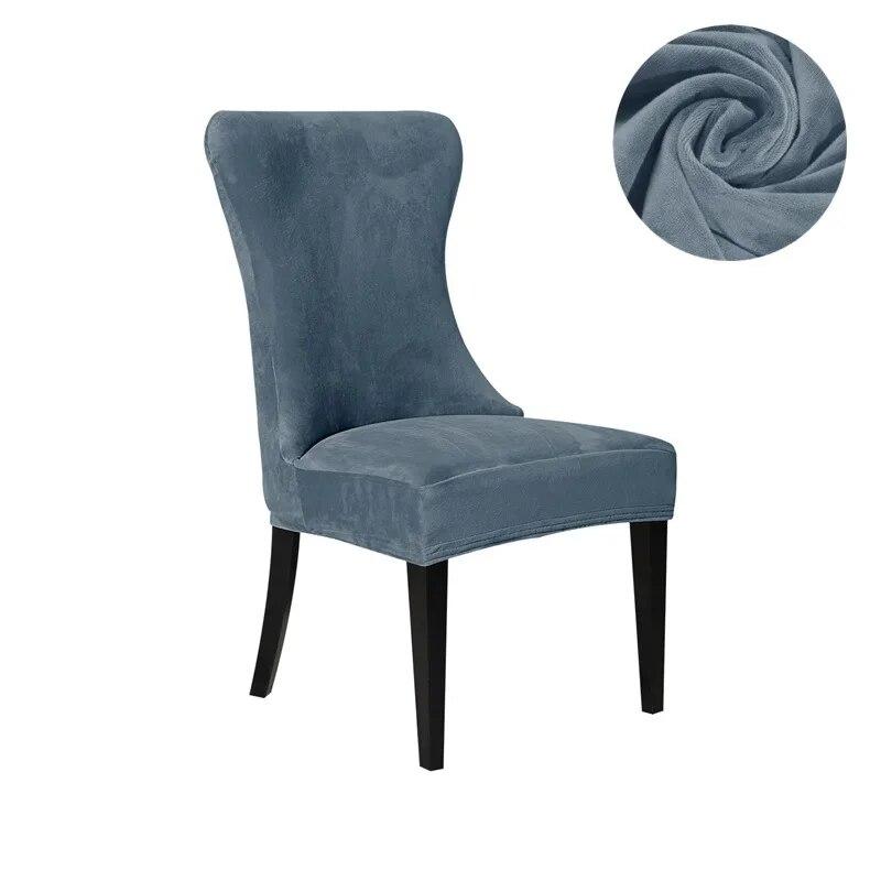 1/6PC Soft Velvet Dining Chair Cover Elastic High Back Armless Chair Cover Dustproof Solid Color Seat Slipcover for Hotel Party