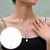 Elegant Minimalist Adjustable Long Lustrous Faux Pearl Chain Pendant Necklace Jewelry