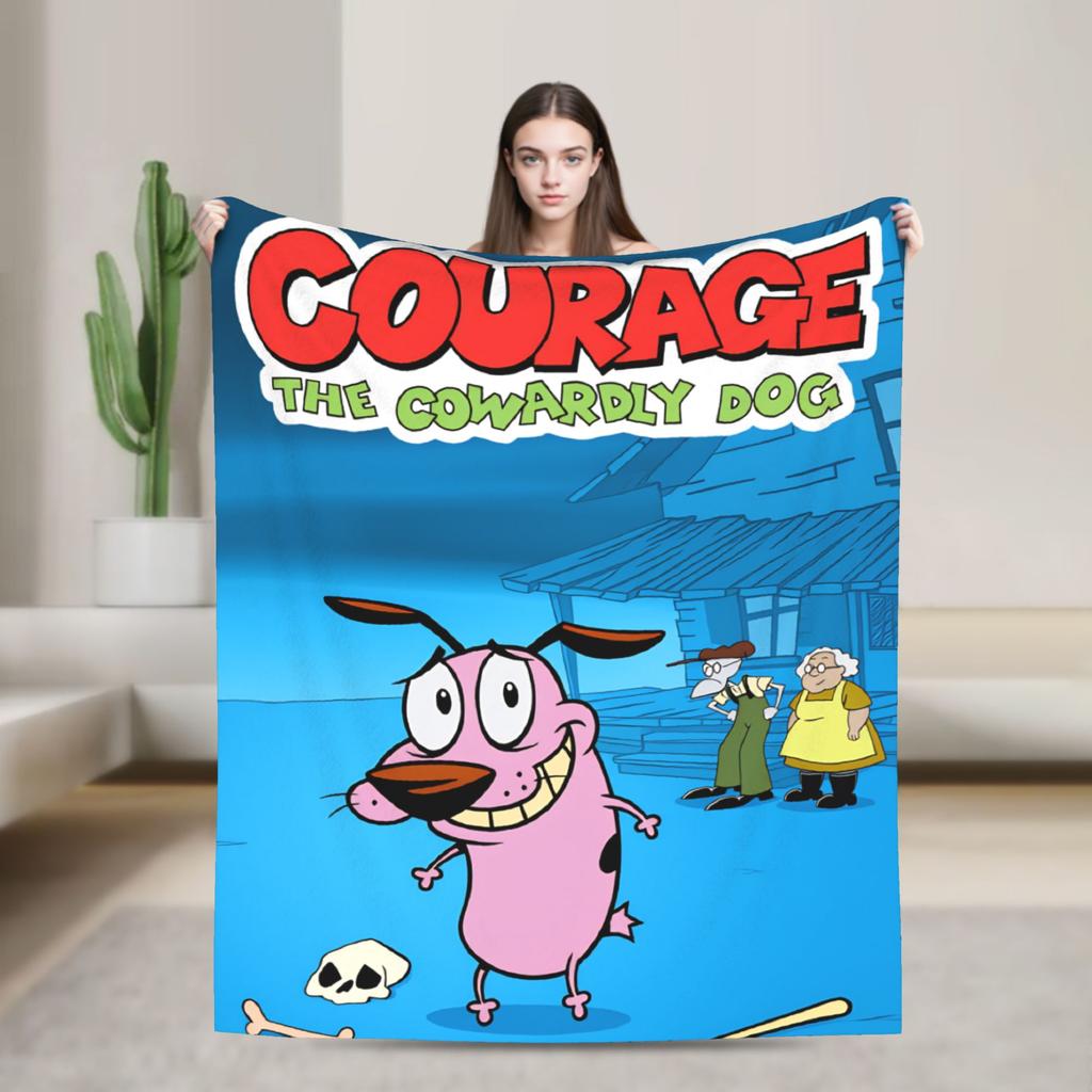 Courage Cowardlys Dog Blanket Quality Warm Soft Cartoon Bedding Throws Winter Travel Outdoor Fashion Bedspread