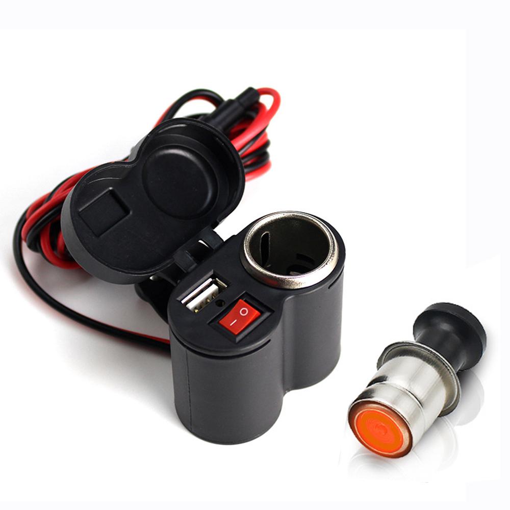 USB-порты для мотоциклов, гнездо прикуривателя с выключателем, адаптер питания на руль мотоцикла, водонепроницаемый для навигации по телефону
