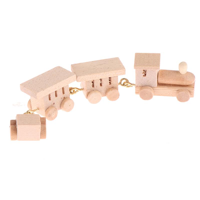 1Pc 1:12 Dollhouse Miniature Wooden Train Simulation Model Toy Doll House Decor