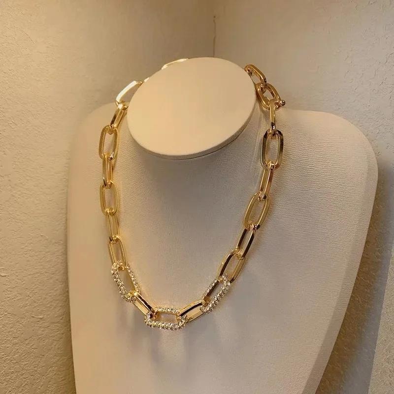 Хип-хоп Панк Блеск Преувеличенный Металлические Цепи-звенья Ожерелья Модная Цепочка для свитера Для Женщин Мужчин Унисекс Геометрические Украшения