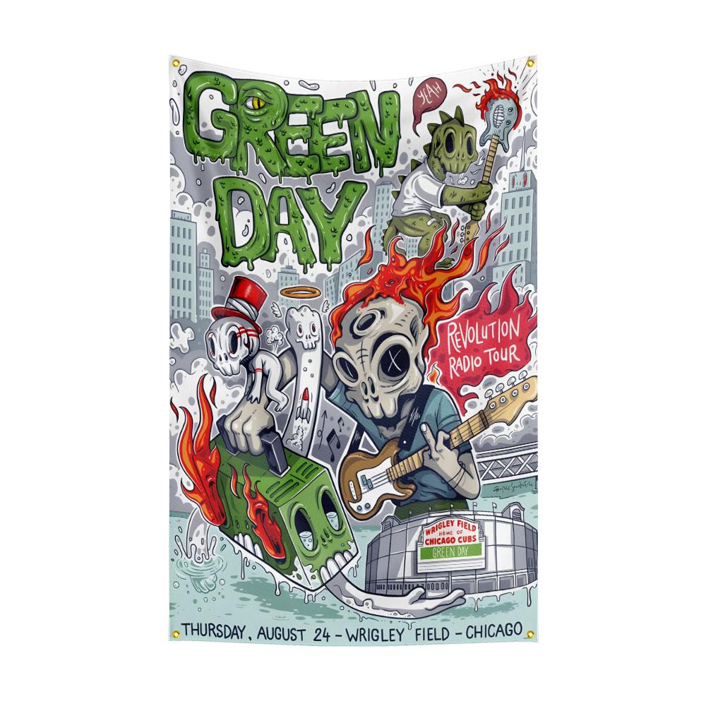 Ggreen Day Flag Rock Music Band Banner   Hd Printing Tapestry Exhibition Music Band Fans Garage Decor