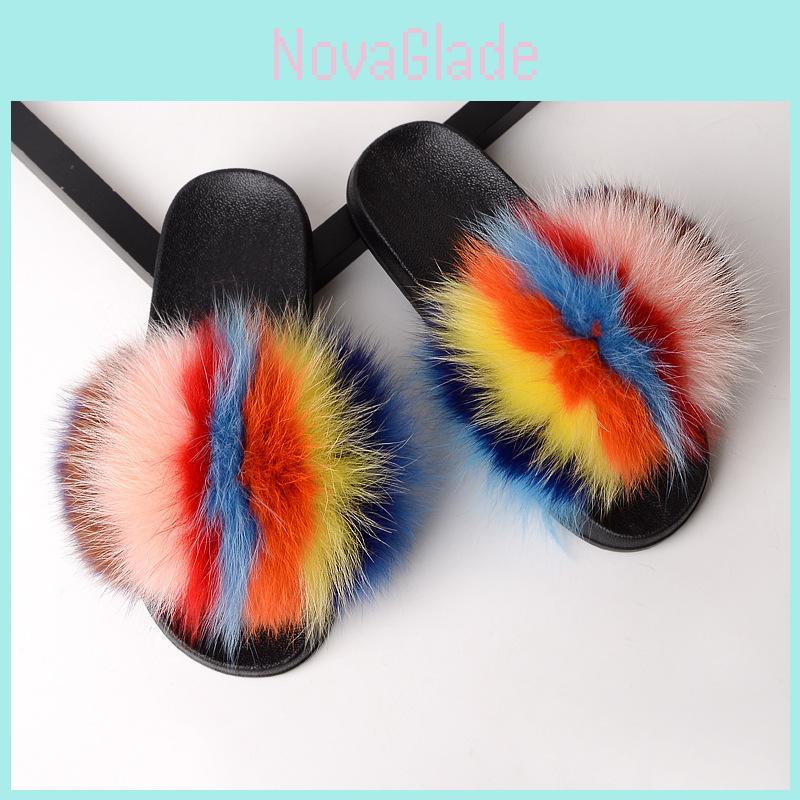Interactive Women's Fluffy Fur Slippers Sandals Soft Lady Slides