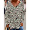 2025 New Women's Patchwork Casual V-neck Long-sleeved Pullover Digital Printed Top