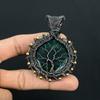 Lab-Created Tree Of Life Emerald Gemstone Handmade Pure Copper Wire Wrapped Pendant Jewelry For Women