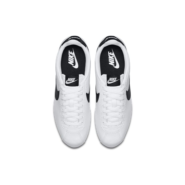 Nike Классические кожаные белые черные женские кроссовки Cortez черно-белые 807471-101
