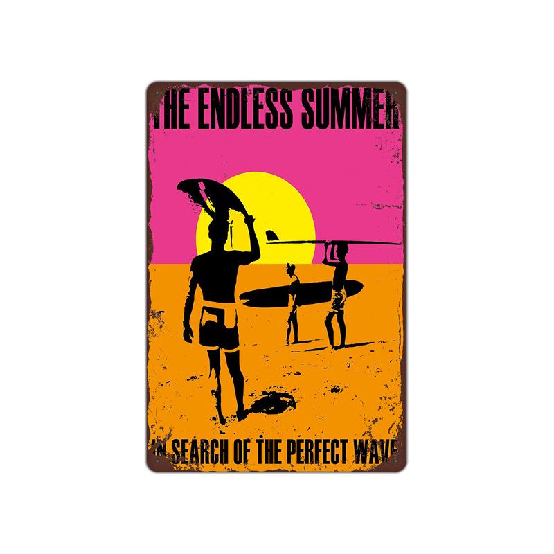 Летний пляжный закат, металлическая жестяная вывеска, таблички, декорации, железная живопись, кафе-бар, домашний декор, приморский дом, стена, жестяная пластина, постер