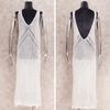 EDOLYNSA Cover-ups Sexy Strap Open Back Knitted Summer Beach Mesh Dress Crochet Tunic Women Beachwear Swimsuit Cover Up Sarongs Q902