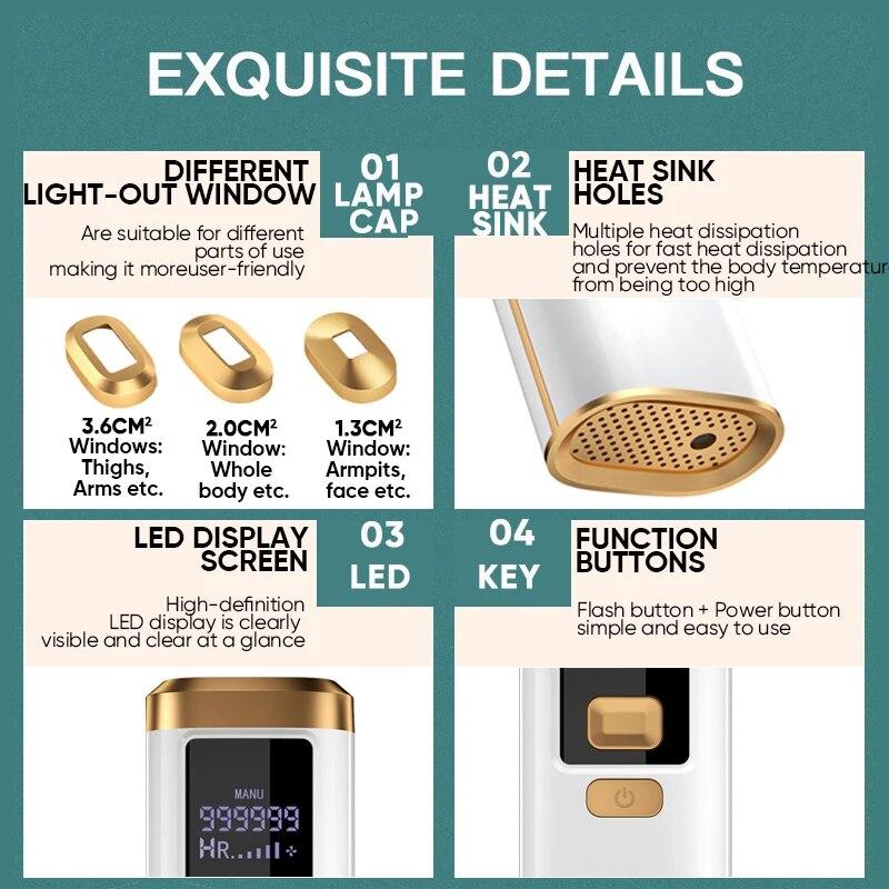 Vancostar 999900 Flash Лазерная Эпиляция для Женщин Мужчин IPL Эпилятор Постоянный 3 Световых Окна Бикини Триммер Лазерный Эпилятор