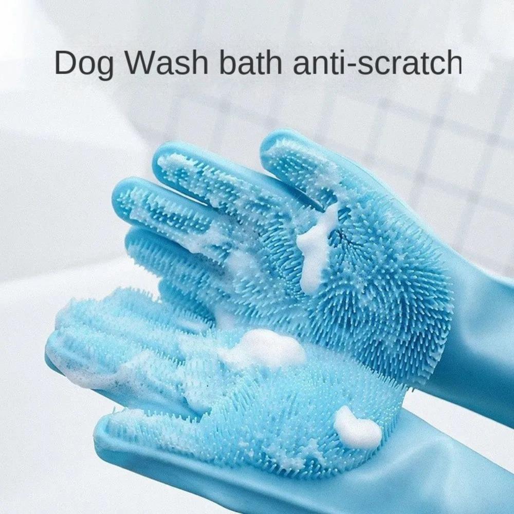 1 Pair Cleaning Tools Rubber Comb Gloves Silicone Pet Grooming Glove  Bathroom