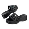 Fashion Outer Wear Large Size Slope Heel Heightened One-word Cool Slippers Women's Summer Open-toed Fish Mouth Beach Casual Sandals