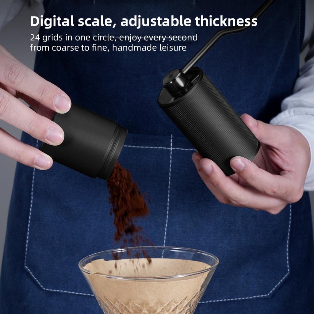 Ручная кофемолка с эргономичной деревянной рукояткой, 5-ти сердечниковыми коническими жерновами из нержавеющей стали, 24 передачи