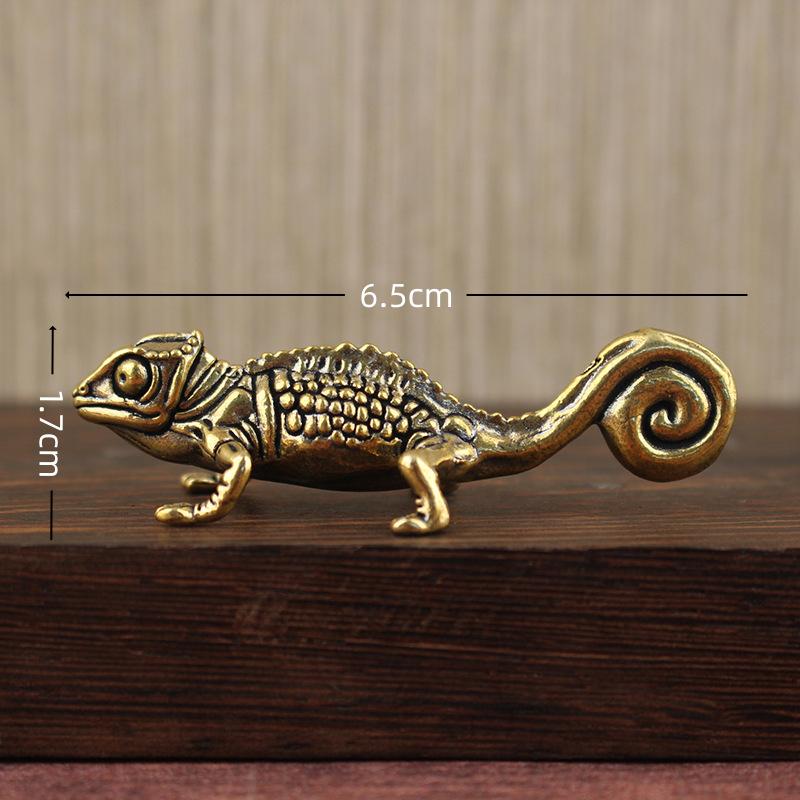 Gecko Figure Home Decor Small Ornaments Antique Brass Animal Figurines Tea Pet Desk Decorations Home Decor Accessories