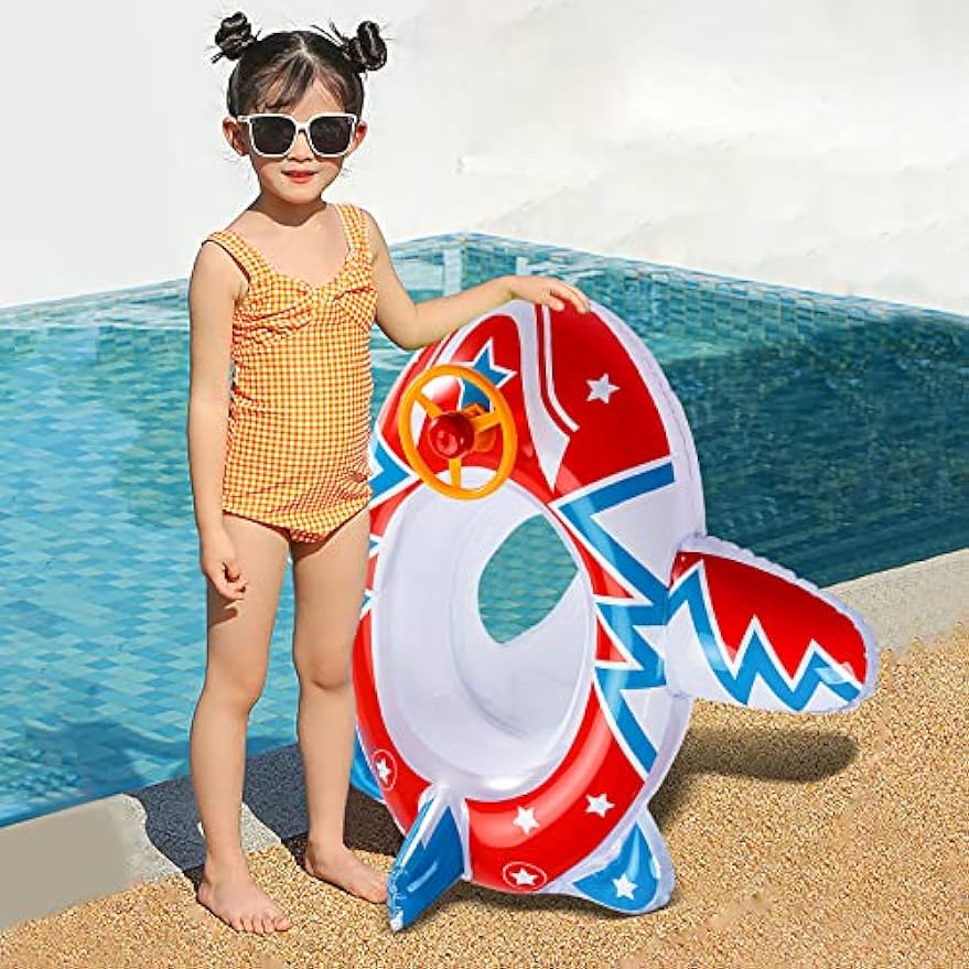 Baby Car Swimming Ring, Swimming Seat, Baby Swimming Aid with Steering Wheel Handle, Swimming Hoops, Baby Swimming Trainer, Boat From 1-5 Years Old