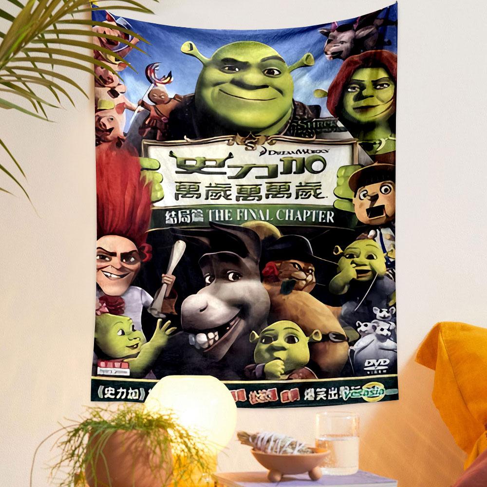 Shrek Final Chapter Tapestry Wall Hanging, Shrek Forever After Movie Poster, Family Wall Decor for Bedroom Living Room Dorm