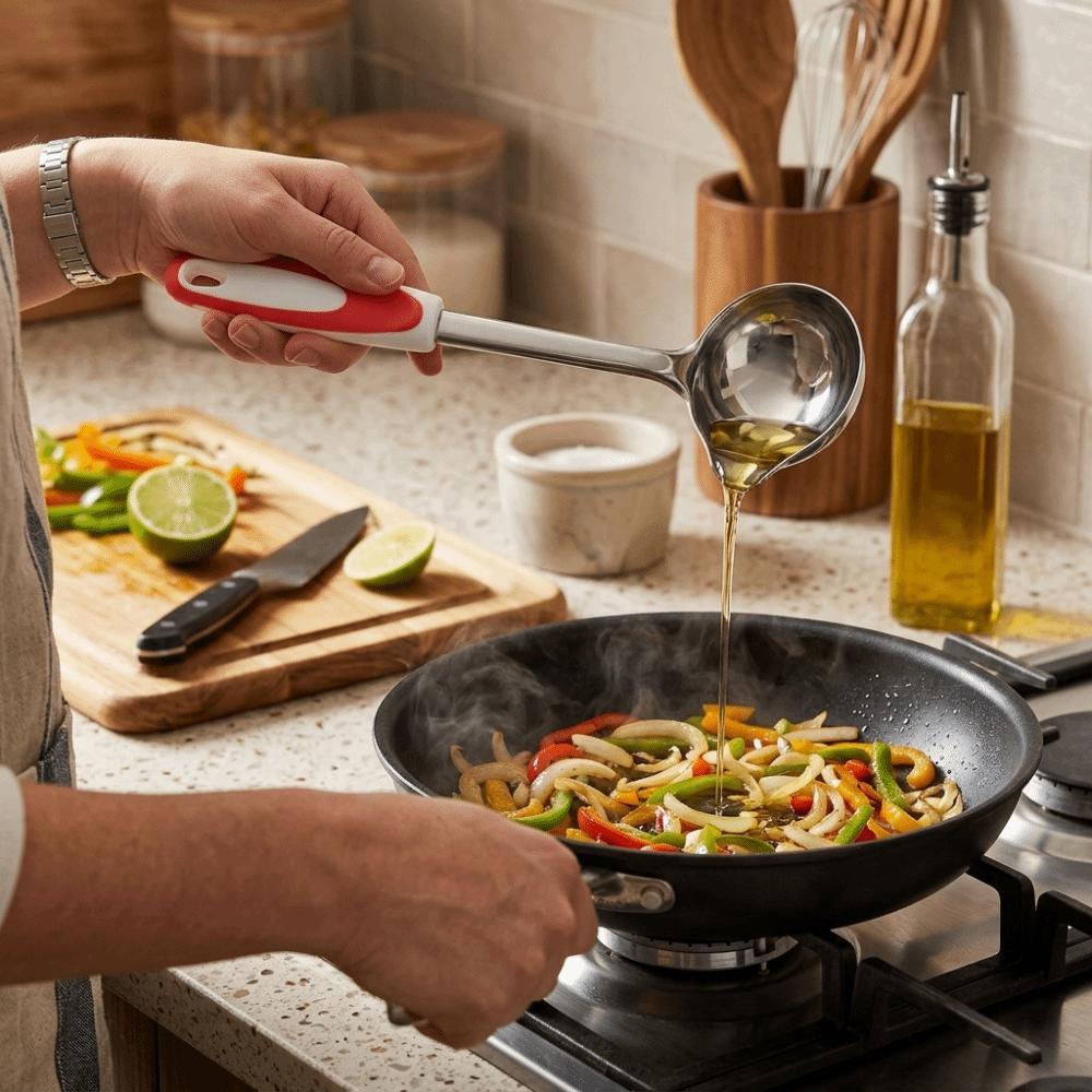 Smooth Side Spout  Ladle Rustless Steel Dripping Spoon Integrated Molding Soup Spoon  Soup Serving