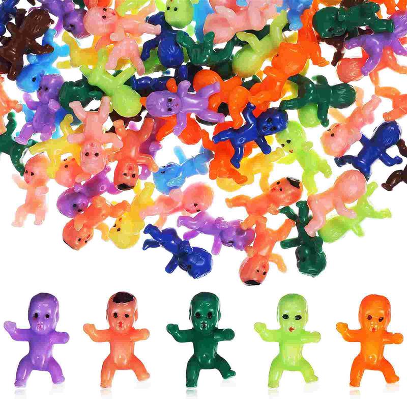 100Pcs Mini Plastic Babies Tiny Baby Figurines Small Party Favor Supplies Shower Birthday Decorations Cake Topper Ice Cube