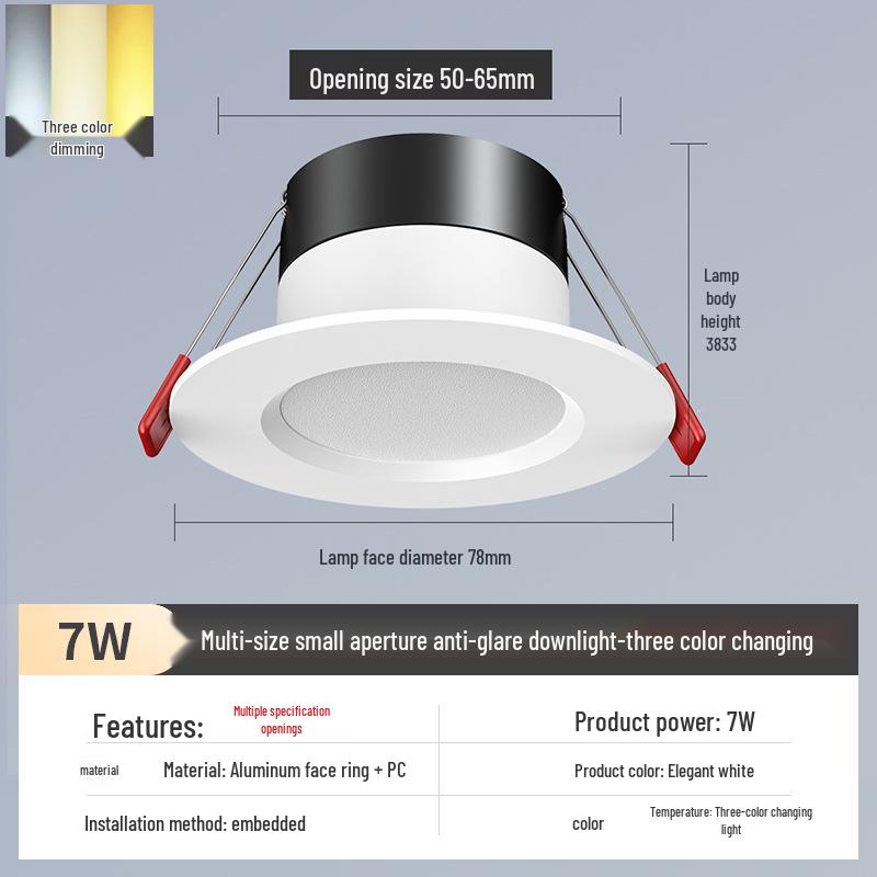 2-Inch Round Recessed Downlight, 56.5cm Opening, 35.5cm Small Ceiling Light, Home Mini