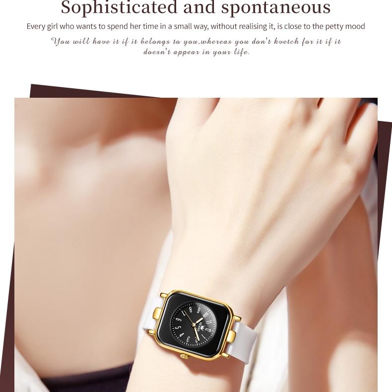 OLEVS Брендовые часы Квадратные кварцевые часы из силикагеля Нишевые модные водонепроницаемые женские часы Женские часы