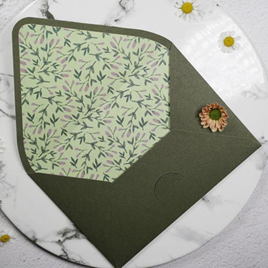 Зеленый бизнес-конверт авокадо, стандартный конверт с самоклеющейся печатью, специальный бумажный материал, конверт с декоративной масляной живописью