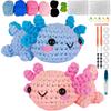 DIY Cute Cartoon Doll Crochet Tool Kit with Wool Stuffing Crochet Hooks Keychain Pendants with Step-by-Step Video Tutorials