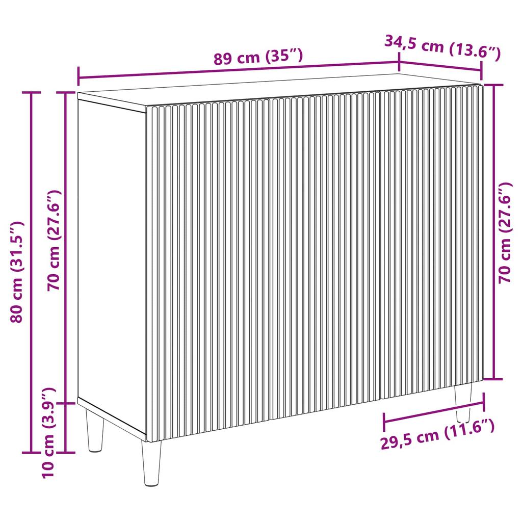 Sideboard Grey Sonoma 89 x 34.5 x 80 cm Particleboard