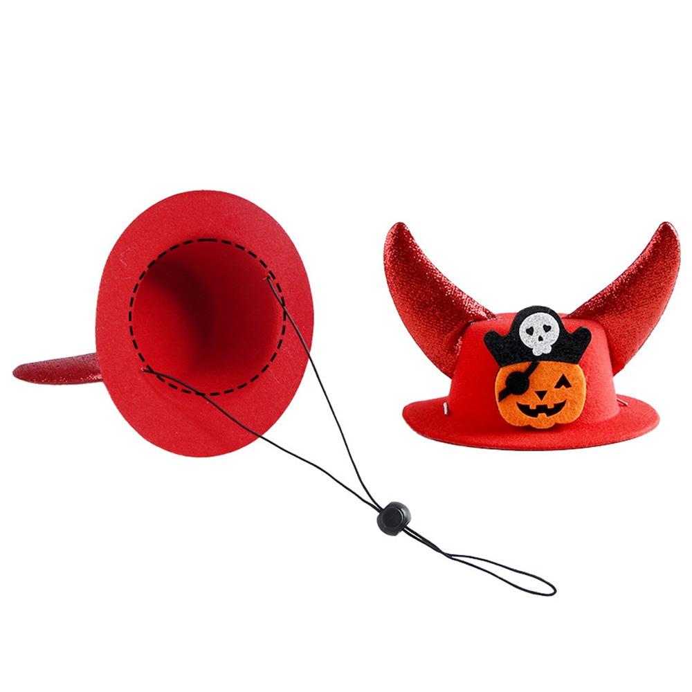 Pumpkin Halloween Pet Horns Hat Adjustable Dog Dress Up Cap Halloween Pet Hat  Halloween Decor