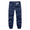 Men Cargo Pants Solid Color Zipper Fly Multi Pockets Drawstring Elastic Waist