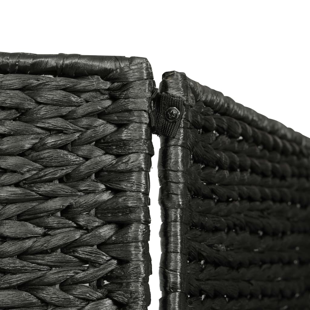 5 Piece Black Room Divider 193 * 160 cm Water Hyacinth