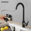 Black Kitchen Faucet Cold Hot Water Mixer Crane Tap Sprayer Stream Rotation Sink Tapware Wash For Kitchen Pull Out