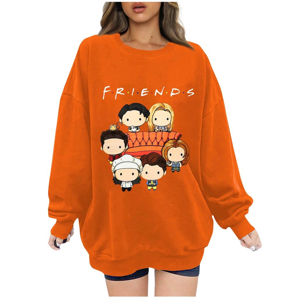 Женская модная повседневная свободная пуловерная рубашка с длинным рукавом с буквенным принтом и круглым вырезом