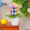 Easter Egg Ornament Easter Egg Bonsai Tree Low Maintenance Artificial Eggs Plants Desktop Easter Decoration Multicolor Potted Easter Ornament