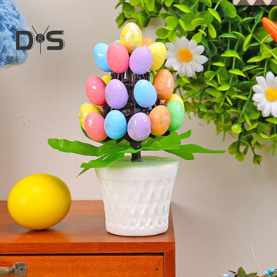 Easter Egg Ornament Easter Egg Bonsai Tree Low Maintenance Artificial Eggs Plants Desktop Easter Decoration Multicolor Potted Easter Ornament