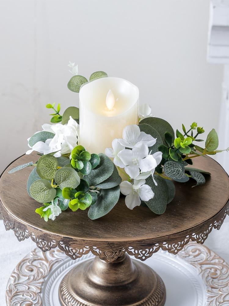 2 шт. Свечные венки Искусственные листья эвкалипта Венки Свечные венки Маленький венок в стиле бохо Подсвечник для свадьбы Домашняя дверь Украшение столешницы