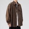 Men's Long Sleeve Corduroy Shirt - Japanese Retro Plaid Jacket for Spring & Autumn