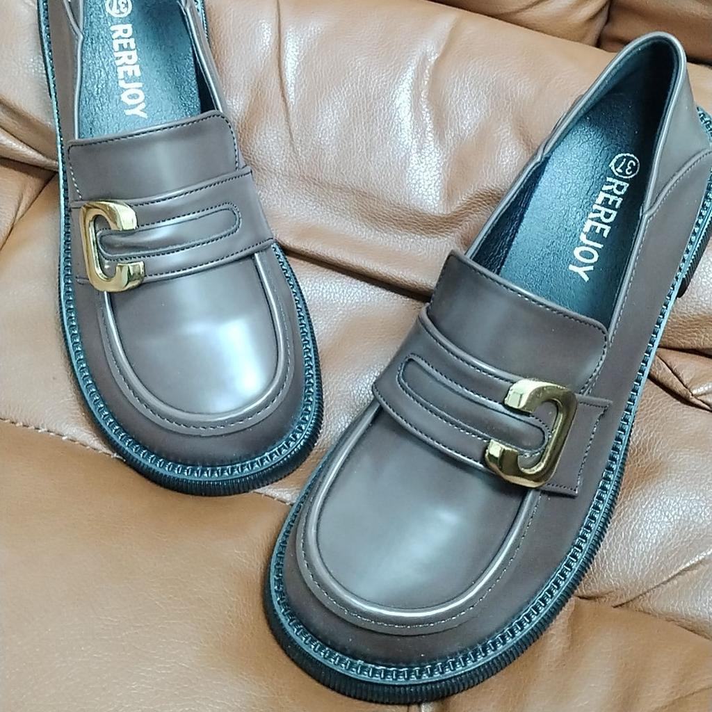 British Love Женские 2025 Весна Новые Однотонные Туфли на Плоской Подошве Мягкая Подошва Универсальные Маленькие Кожаные Туфли Однопедальные Однотонные Туфли Женские