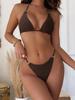 Women's Solid Color Split Swimsuit Triangle Back Tie Bikini Set