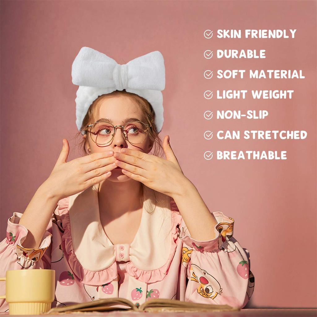 Bow Hair Bands Spa Headband For Washing Face Makeup Headband For Women 3Pack