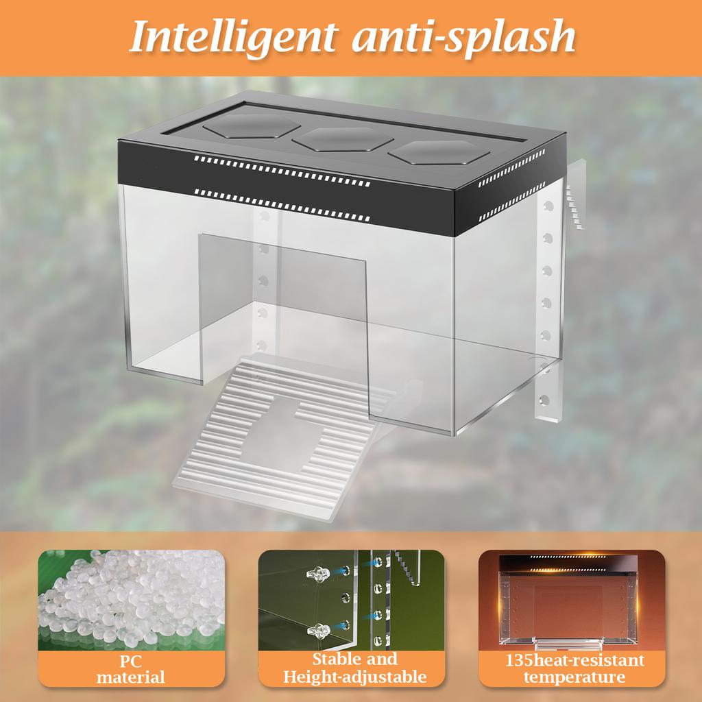 Adjustable Turtle Basking Platform Transparent PC Hanging Turtle Basking Land with Ramp Reptile Resting Platform for Aquarium