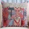 Ethnic Style Elephant Sofa Pillow, Cat Embroidered Cushion Cover, Pillowcase Cover (Without Pillow Core)