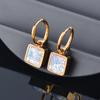 Titanium Titanium Steel Super Glitter Large Vermiculite Square Pendant Earrings Stainless Steel