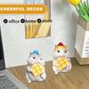 Yousheng 2 Pcs Hamster Figurine Resin Hamster Eating Cheese Statue Cartoon Animal Ornament for Home Office Desk Car Dashboard Decoration