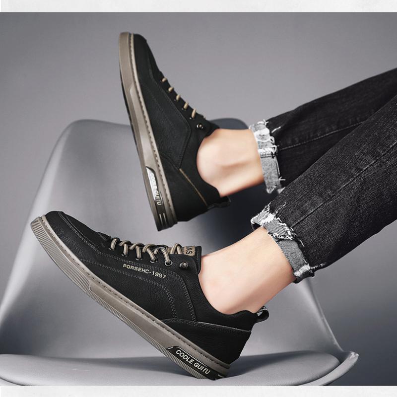 Удобная и модная мужская обувь Зимняя мужская повседневная кожаная обувь Корейская спортивная обувь Flow Hundred Мужские модели Маленькие белые туфли для досок