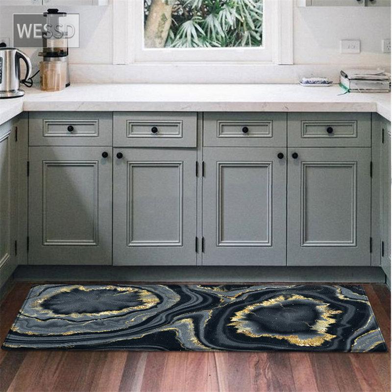 Черный, серый мраморный коврик для гостиной, противоскользящие кухонные коврики для пола, прикроватные коврики для спальни, украшение дома