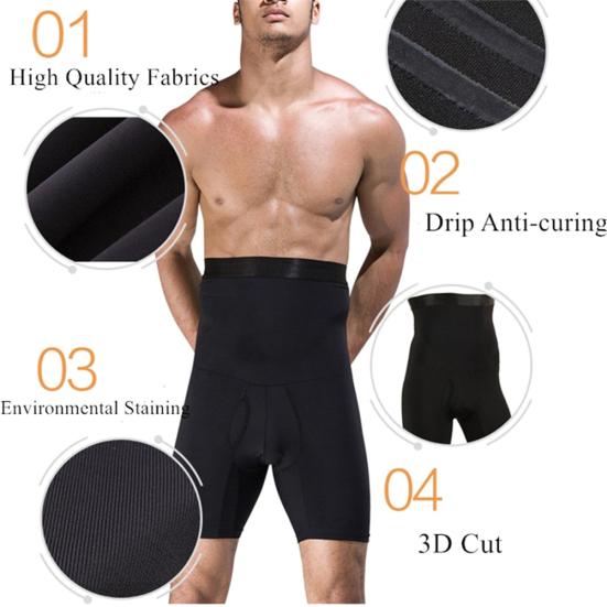Men Breathable High Waist Slimming Bodysuit Shorts Compression Shapewear Pants