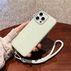 For iPhone 16 Pro Max Case Ice-Transparent Liquid Silicone+PC Phone Cover with Wrist Strap