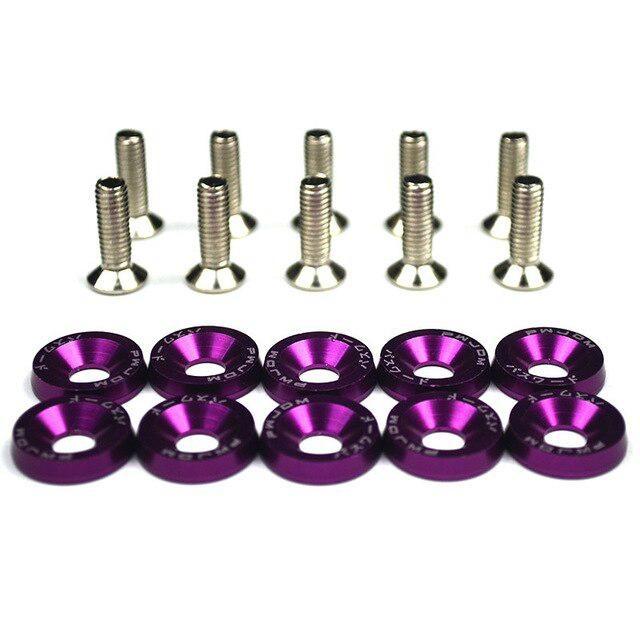 10pcs Car Modified Hex Fasteners Fender Washer Bumper Engine Concave Screws Aluminum Fender Washers and M6 Bolt