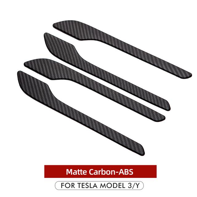 Новая модель автомобильной дверной ручки для Tesla Model 3 2023 Model Y, аксессуары, дверная крышка, паста Model3, углеродное волокно, ABS Three